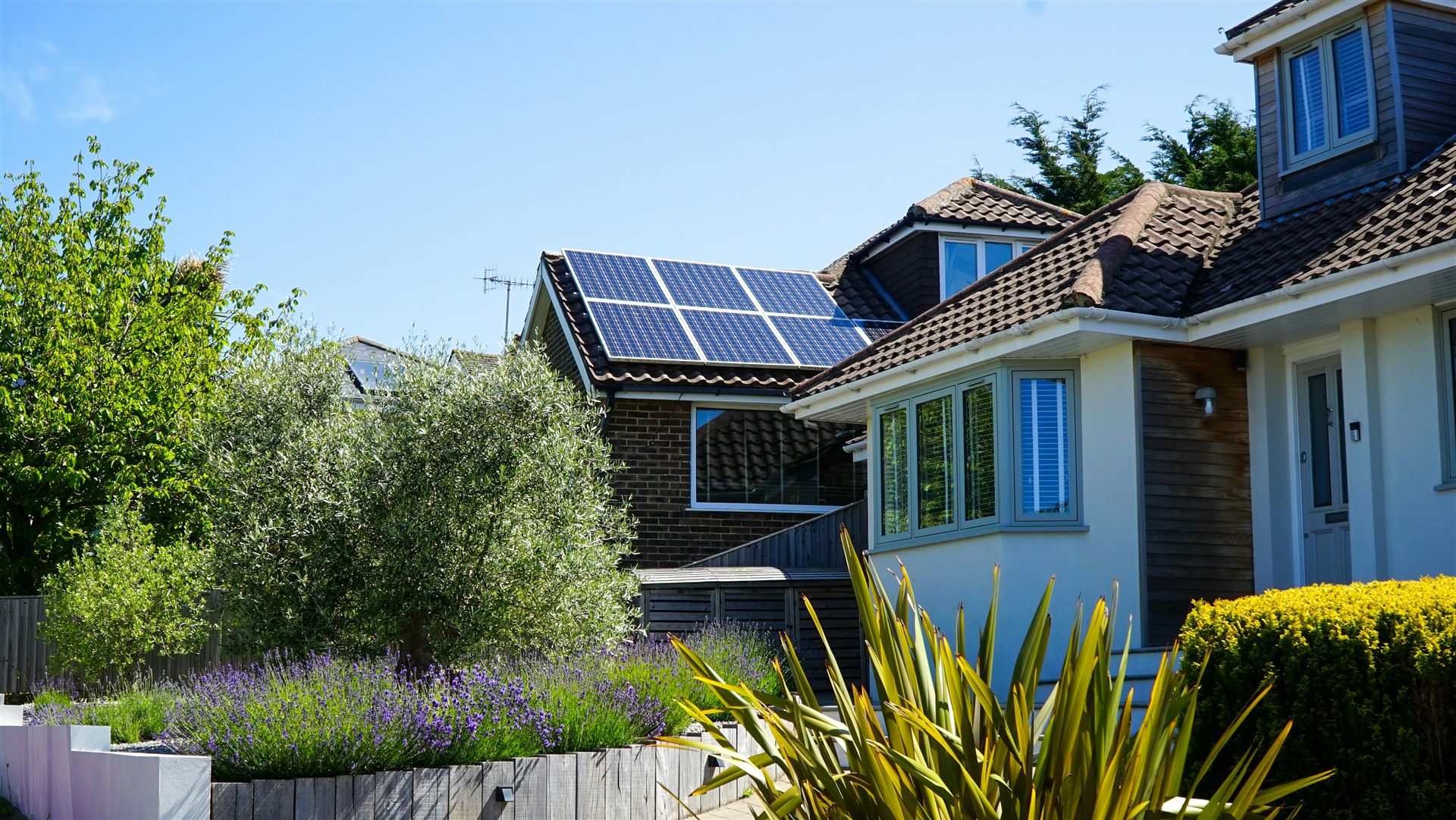 Paisaje con módulos fotovoltaicos al sol